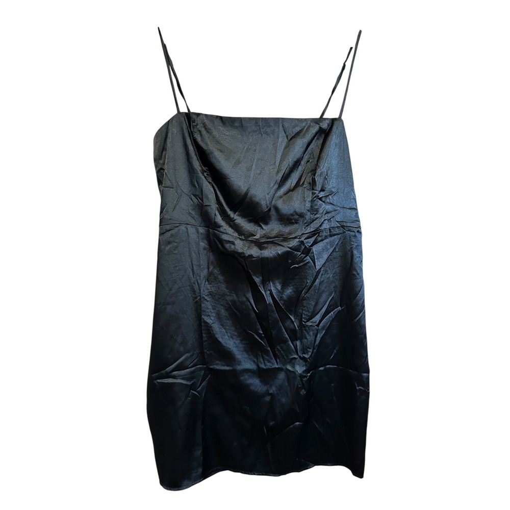 Lulus Womens Black Satin Mini Dress Sleeveless Party‎ Cocktail XL